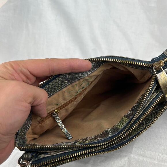 Brahmin Carrie Crossbody Moonstone Seville Leather Snakeskin Bag Rare - Picture 8 of 8